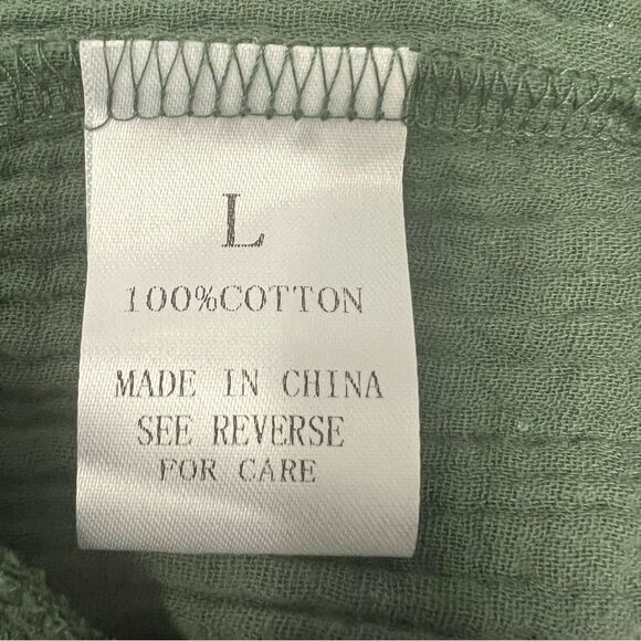 Wishlist Gauze Drawstring Romper— Olive Green Size Large - Picture 6 of 10